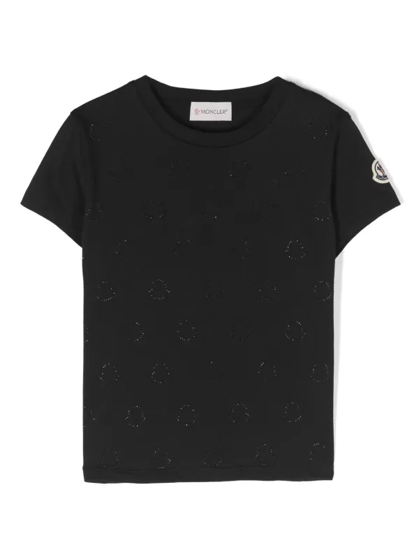 Moncler Enfant Monogram Cotton T shirt Black FARFETCH UZ