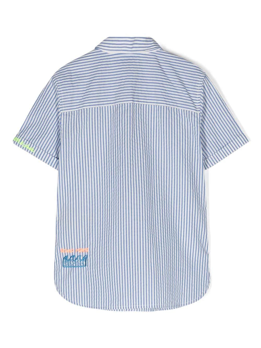 Shop Scotch & Soda Striped Cotton Shirt In Blue