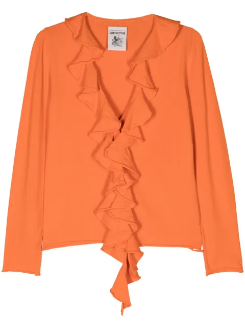 Semicouture V-neck ruffled cardigan