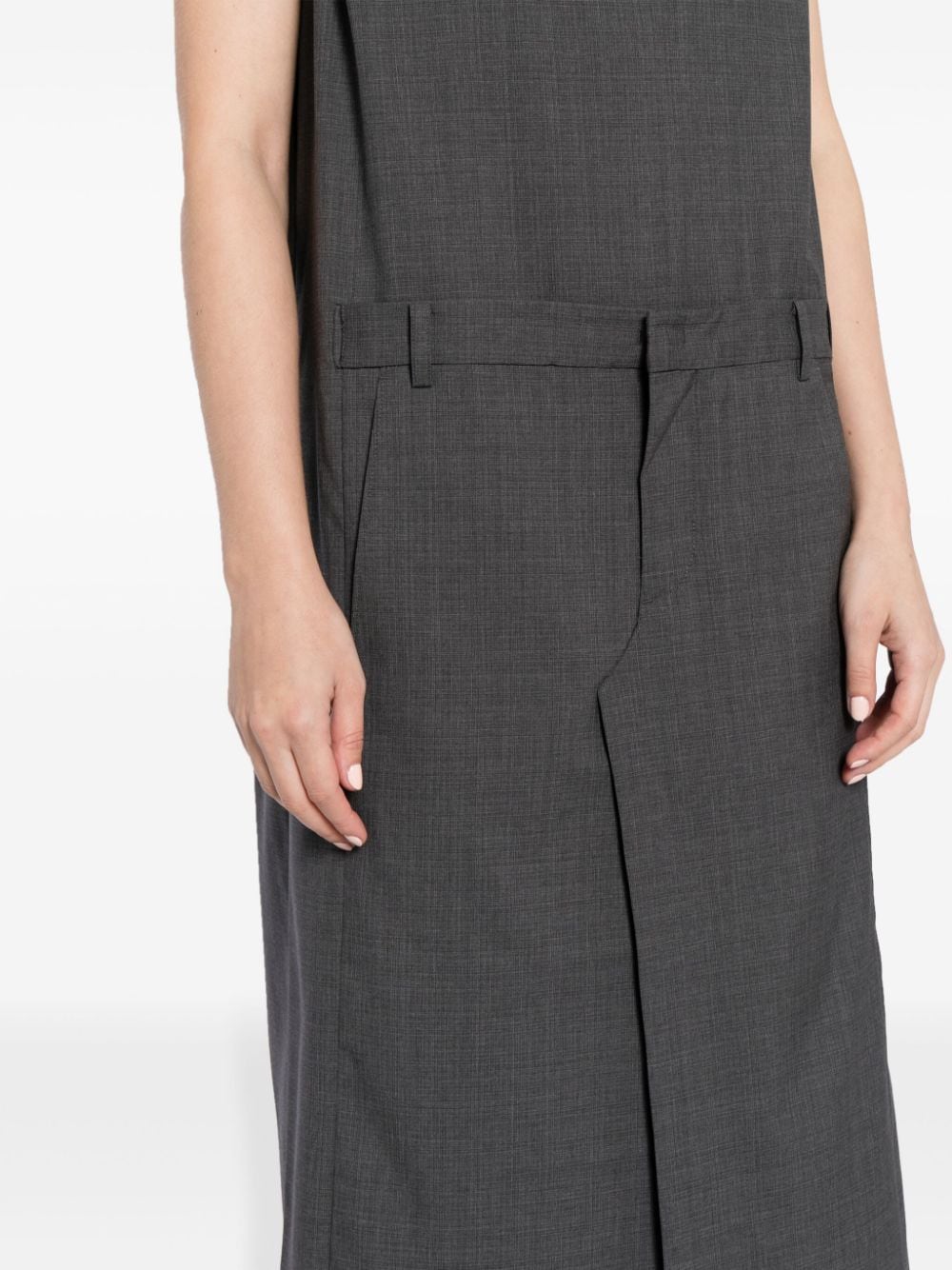 Shop Jnby Front-slit Wool Dress In Grey
