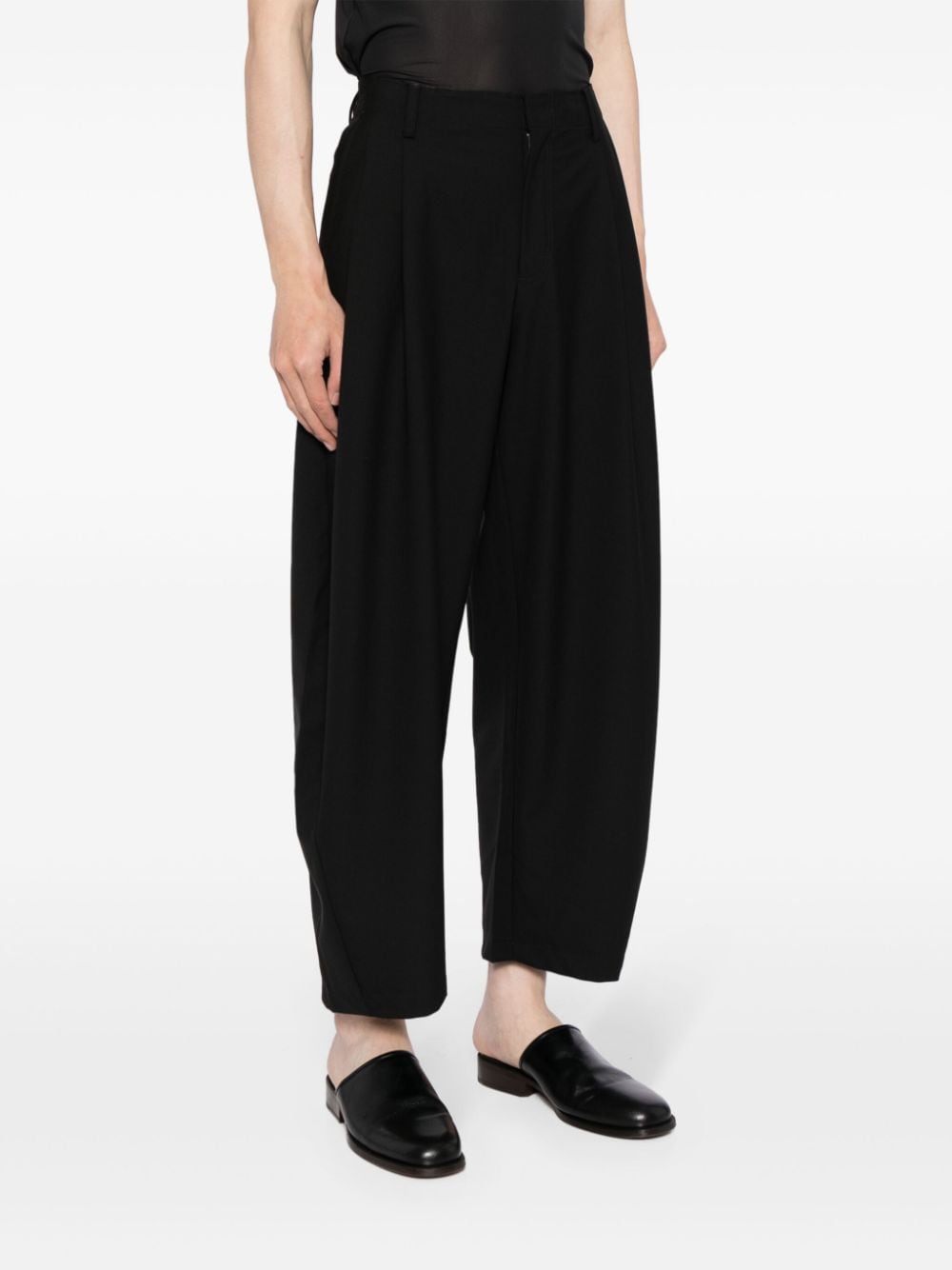 Shop Croquis Wool-blend Tapered Trousers In Black