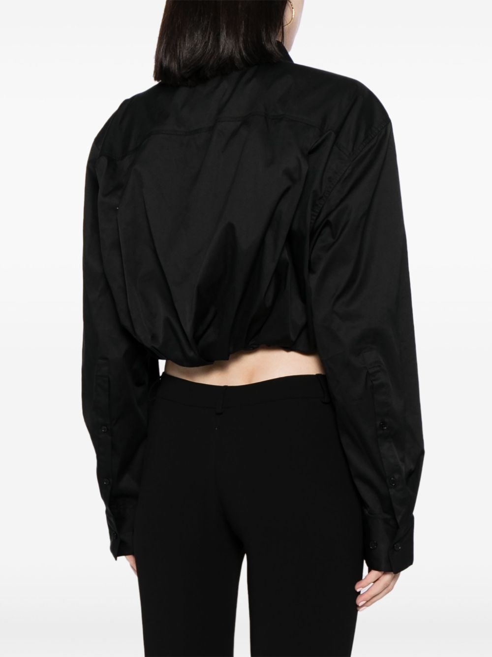 Shop Jnby Flower-detailing Cotton Shirt In Black