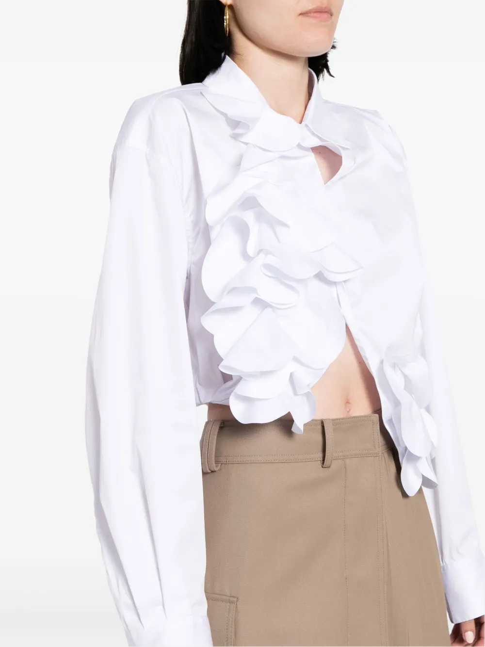 Shop Jnby Flower-detailing Cotton Shirt In White