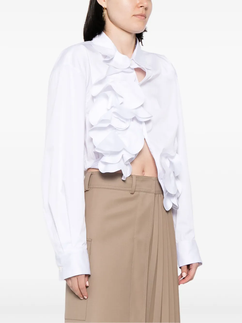 Shop Jnby Flower-detailing Cotton Shirt In White