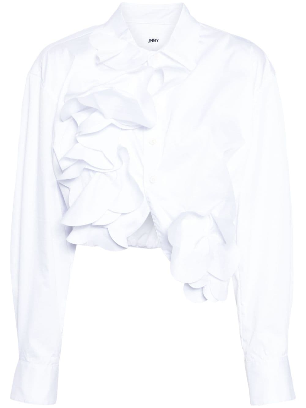 Jnby Flower-detailing Cotton Shirt In White
