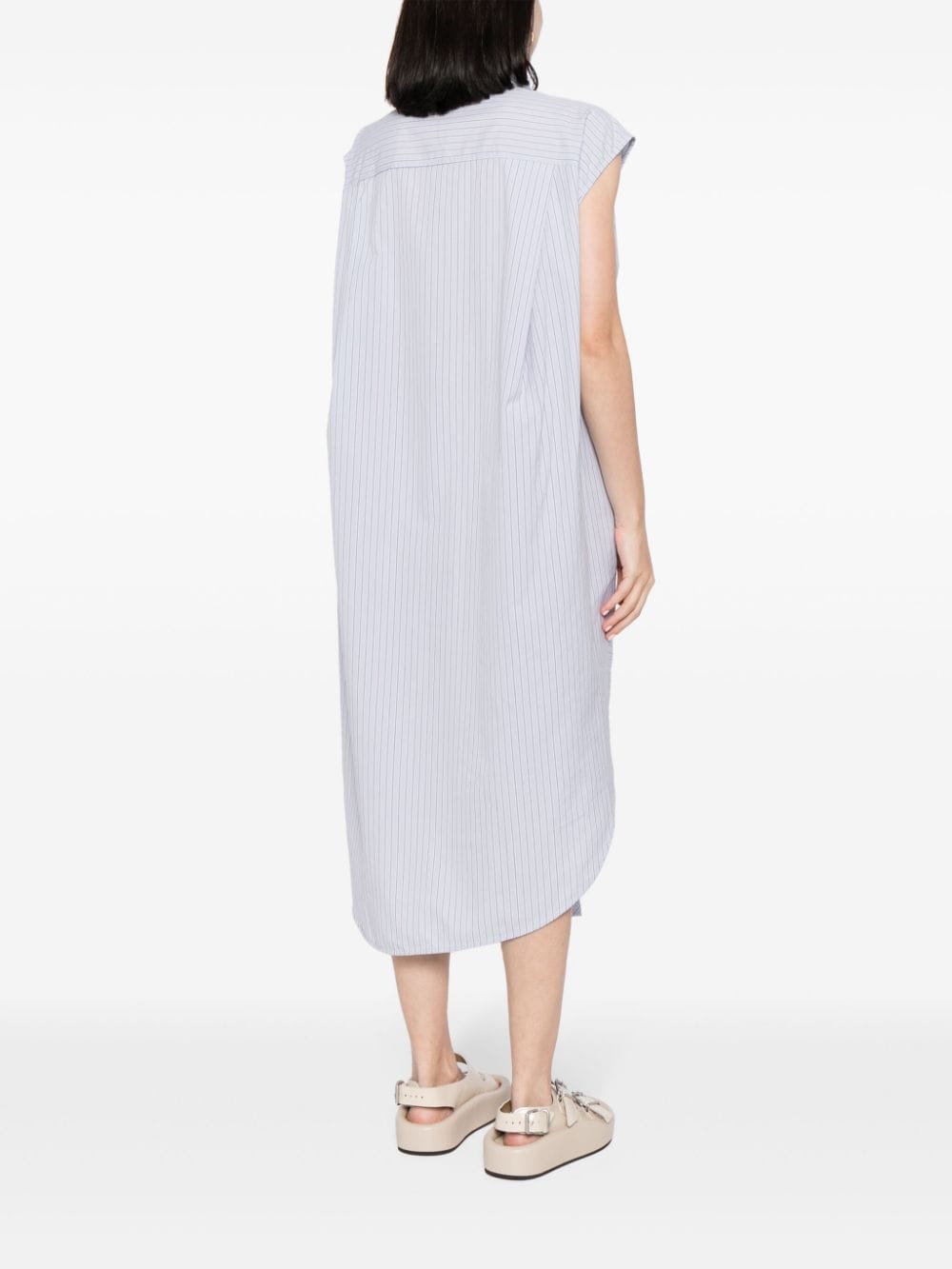 Shop Jnby Draped-design Cotton Dress In Blue