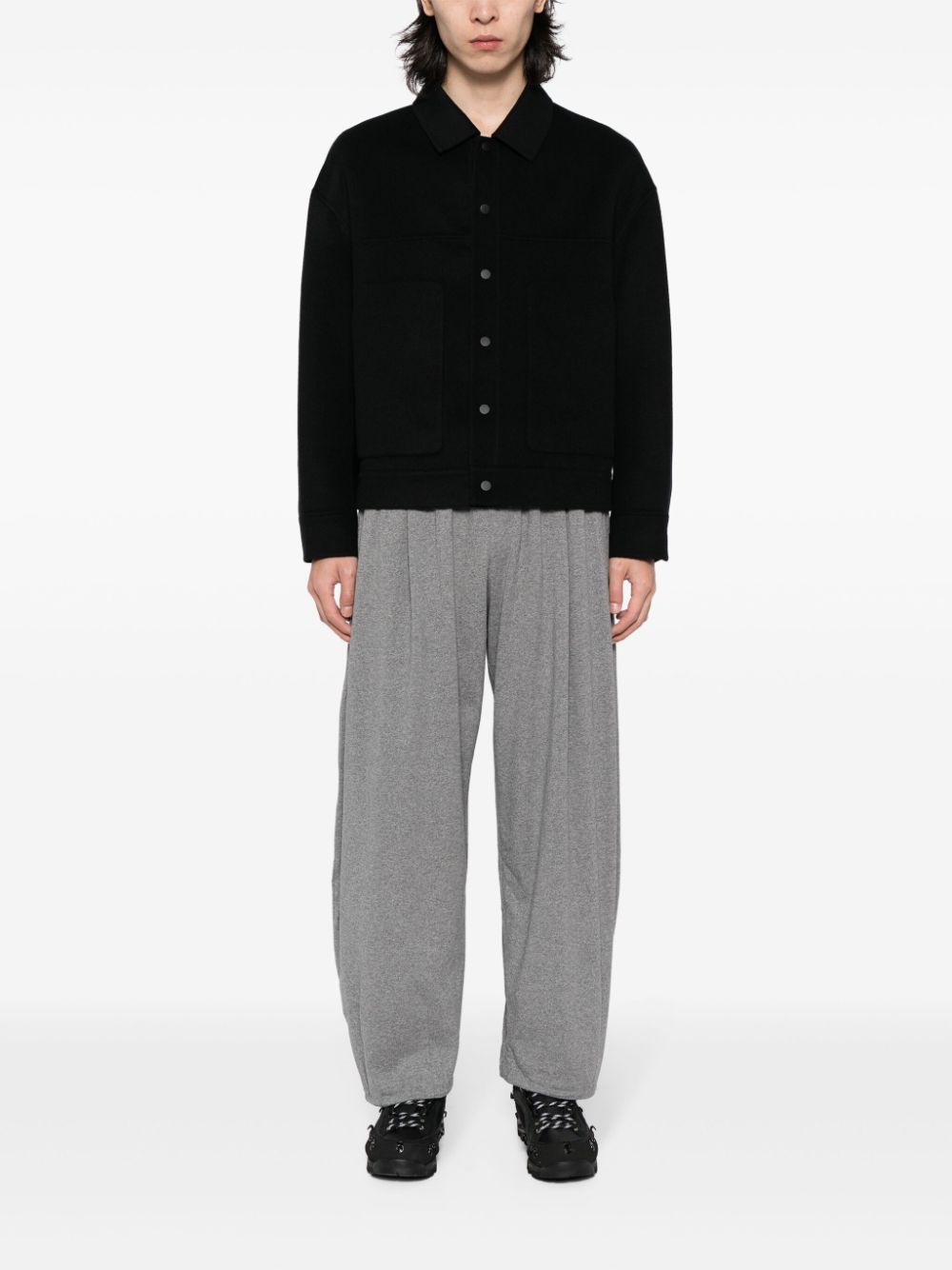 Shop Croquis Pleat-detailing Cotton Trousers In Grey