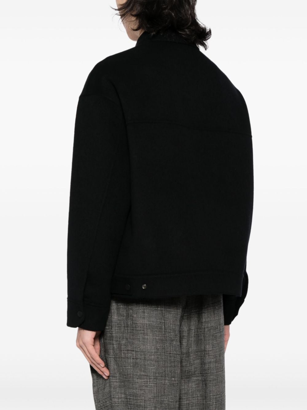 Shop Croquis Classic-collar Wool-cashmere Shirt Jacket In Black