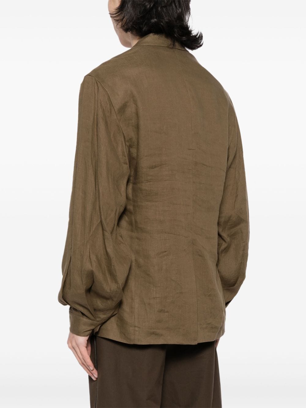Shop Croquis Notched-lapel Linen Blazer In Brown