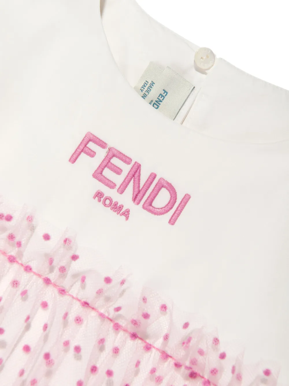 Shop Fendi Logo-embroidered Tulle-skirt T-shirt Dress In Pink