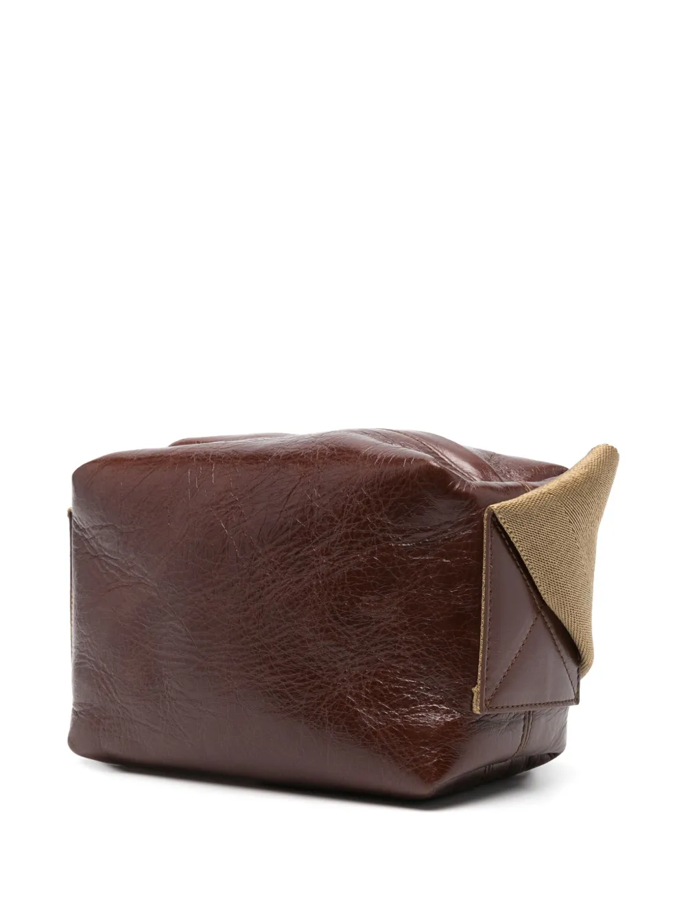 Shop Uma Wang Logo-debossed Leather Shoulder Bag In Brown