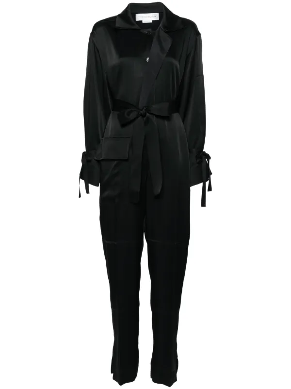 Victoria Beckham Spread-collar Crepe Jumpsuit in Black