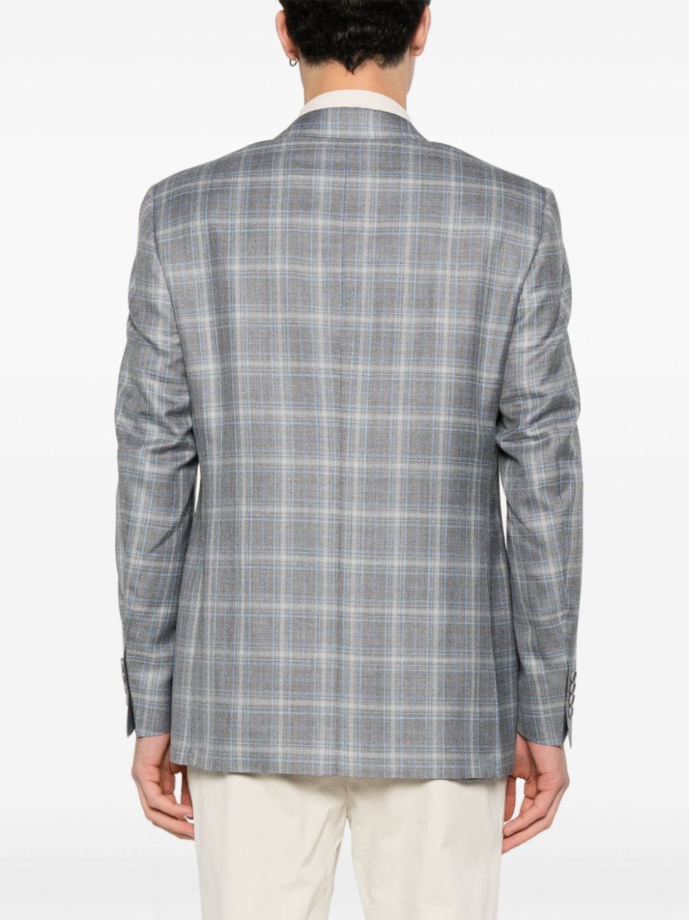 Shop Canali Tartan-pattern Blazer In Grey