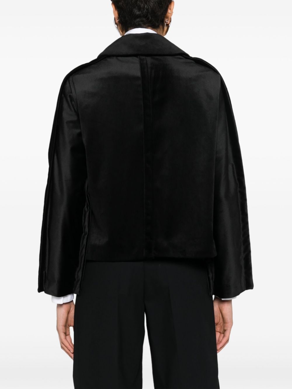 Shop Comme Des Garçons Bib-collar Velvet Jacket In Black