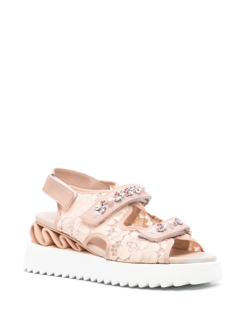 Shop Le Silla Gem-embellished Laced Sandals In Pink