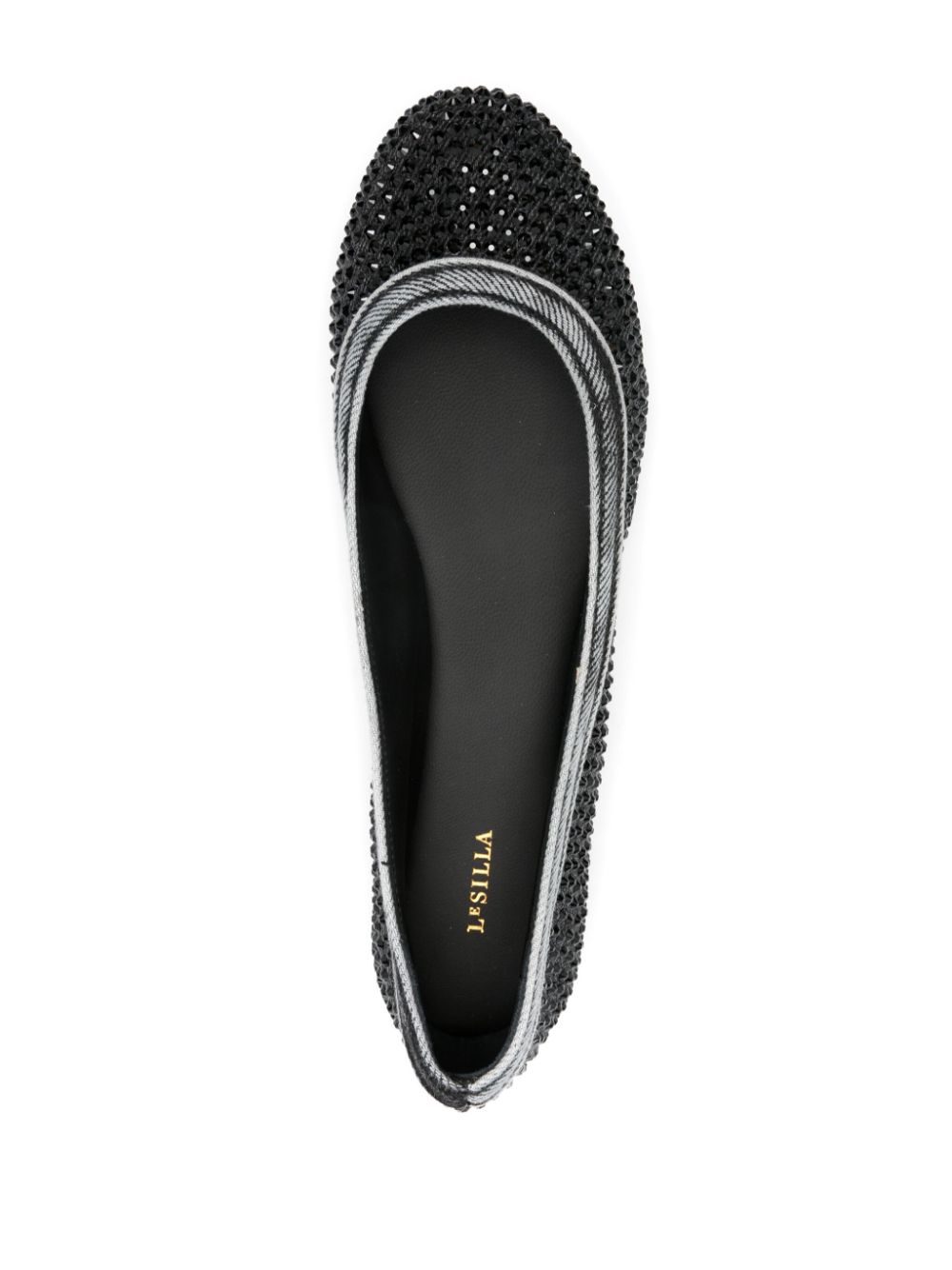 Shop Le Silla Bess Crystal-embellished Ballerina Shoes In Black