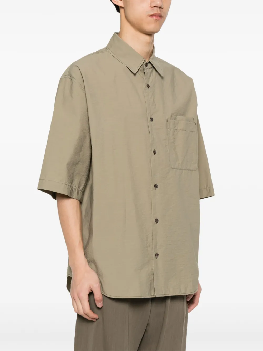 Shop Lemaire Voile Shortsleeved Shirt In Green