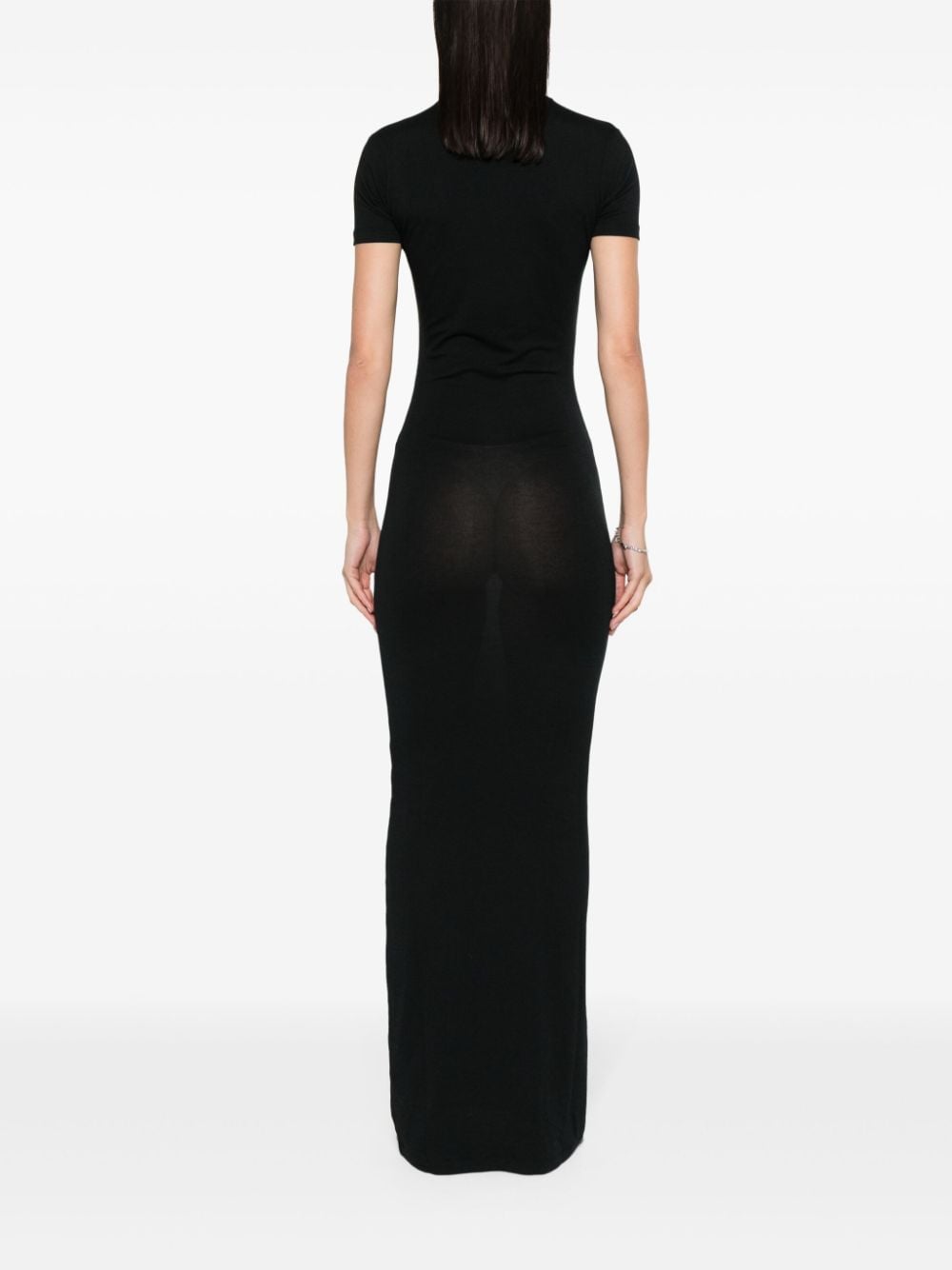 Shop Ludovic De Saint Sernin Logo-embroidered Maxi Dress In Black