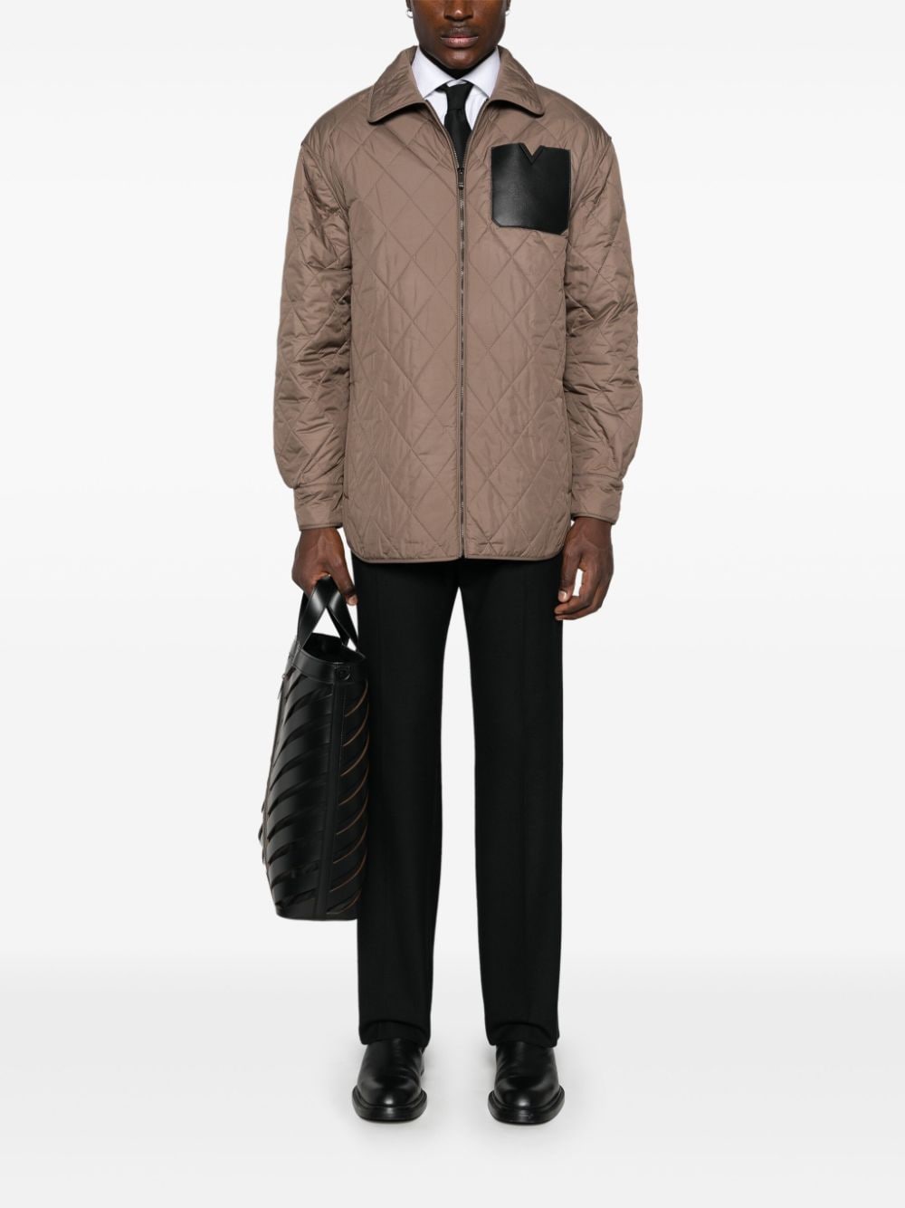 Shop Valentino Diamond-quilted Jacket In Neutrals