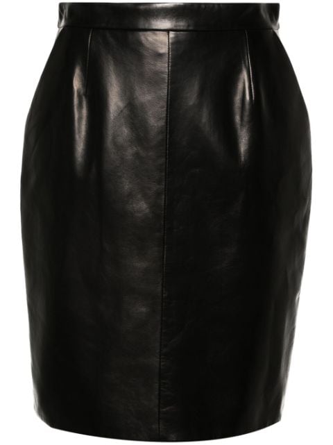 Saint Laurent mid-rise midi leather skirt