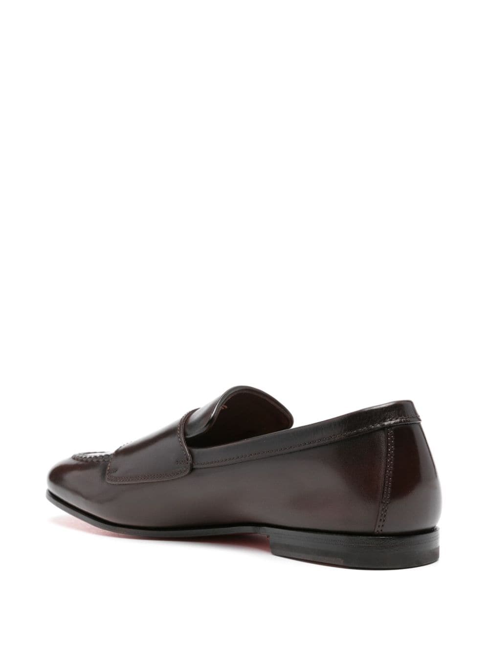 Shop Santoni Buckled Leather Monk Shoes In Brown