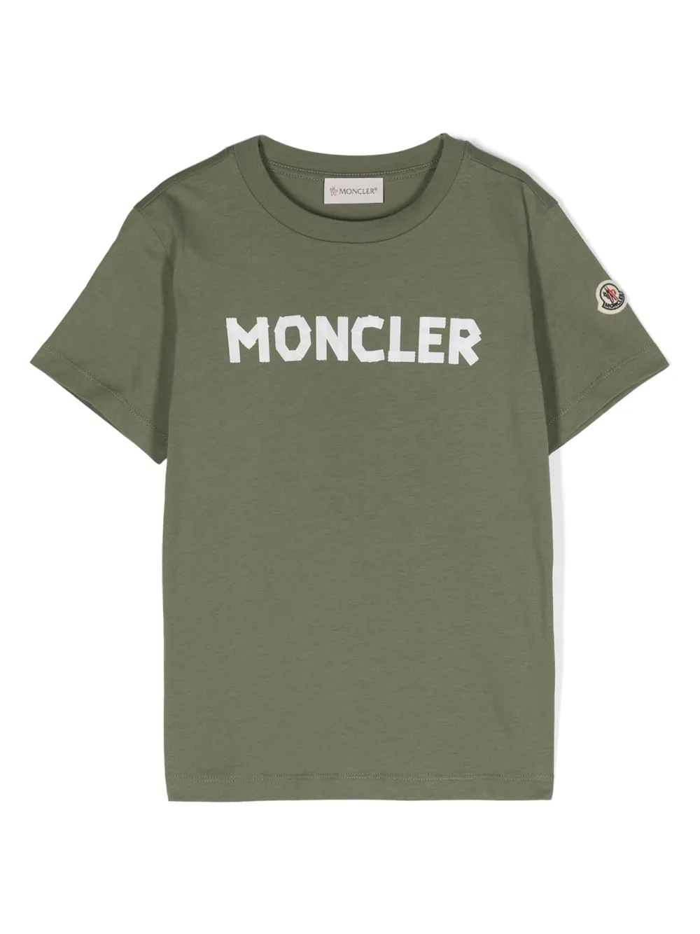 Moncler Enfant Katoenen T-shirt met logoprint Groen