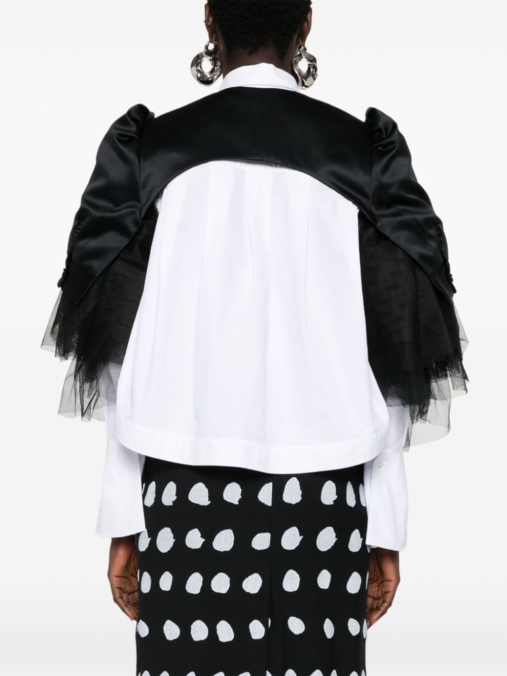 Shop Noir Kei Ninomiya Tulle-inserts Cropped Jacket In Black