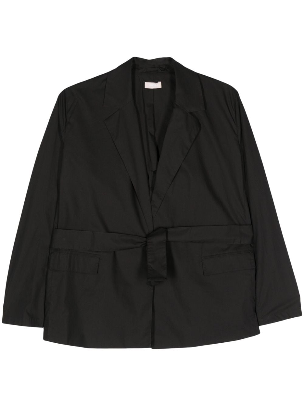 Liu •jo Belted Cotton Blazer In Black