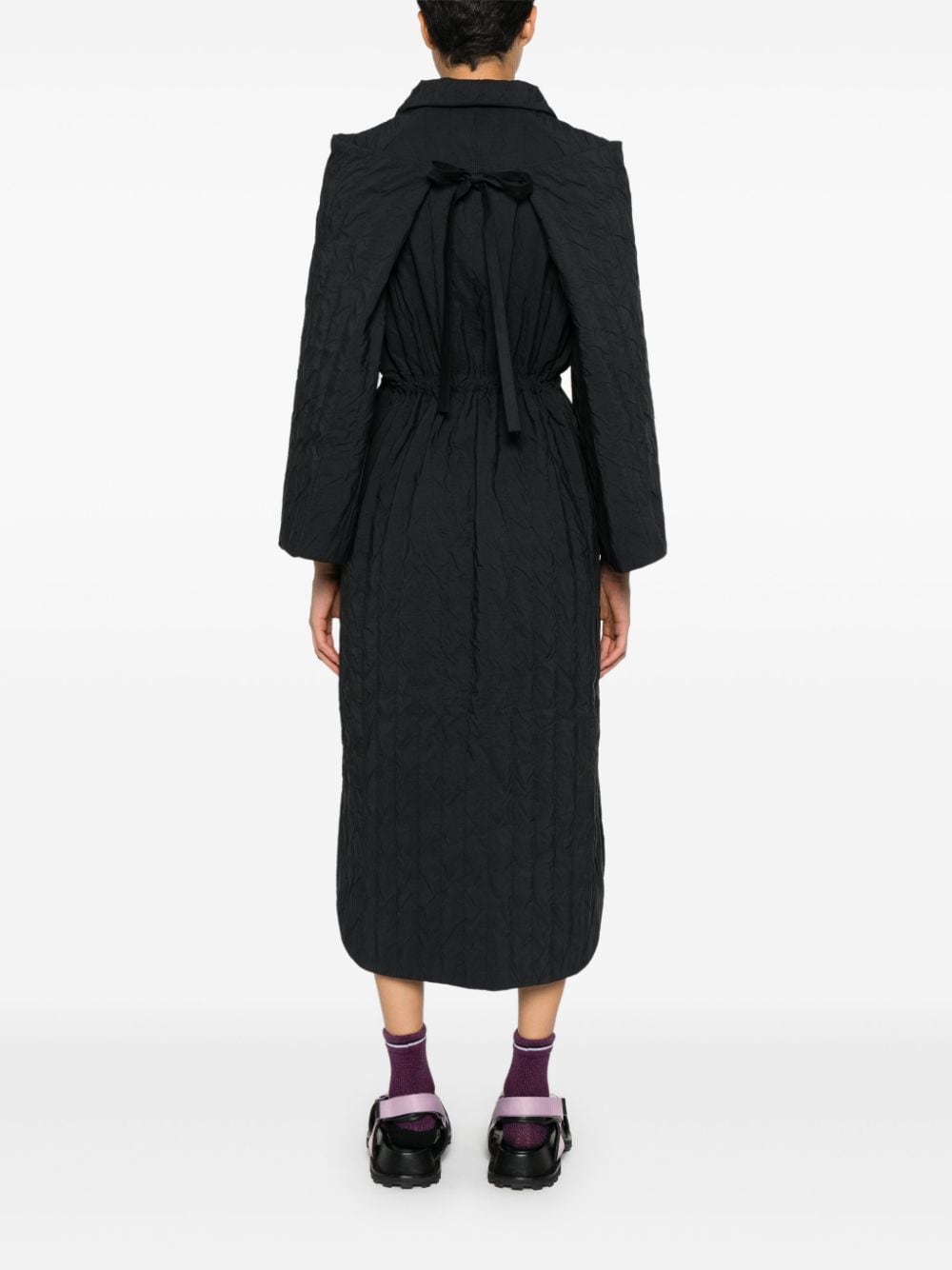 Shop Henrik Vibskov Long Bind Quilted Coat In Black