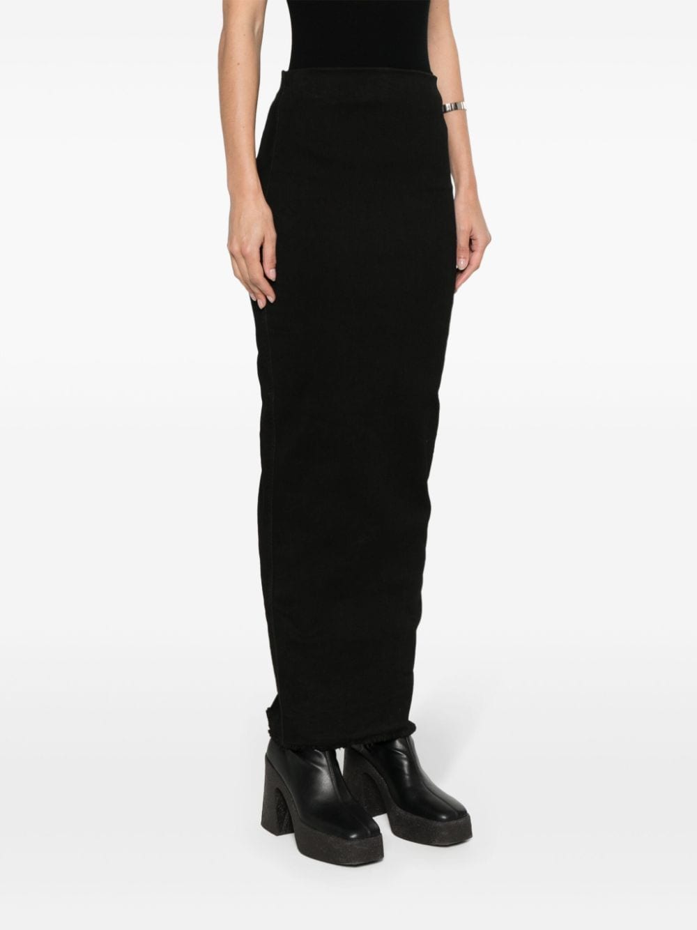 Shop Rick Owens Frayed-detail Skirt In Black
