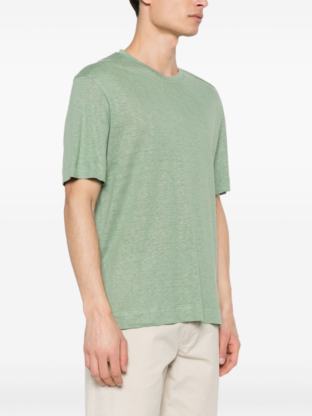 Shop Zegna Tonal Stitching Linen T-shirt In Green