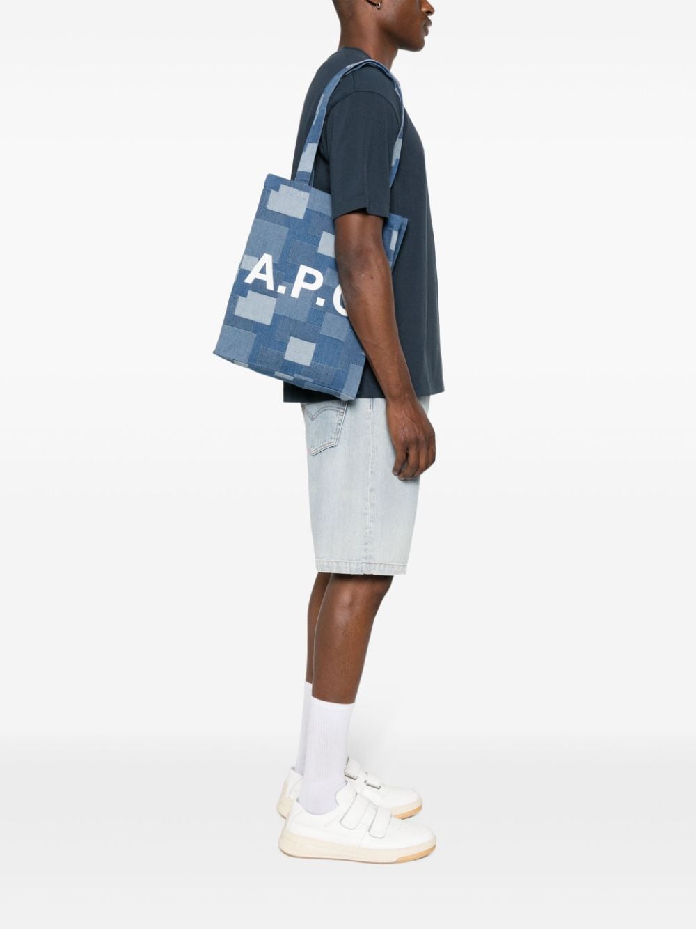 Shop Apc Lou Logo-print Tote Bag In Blue