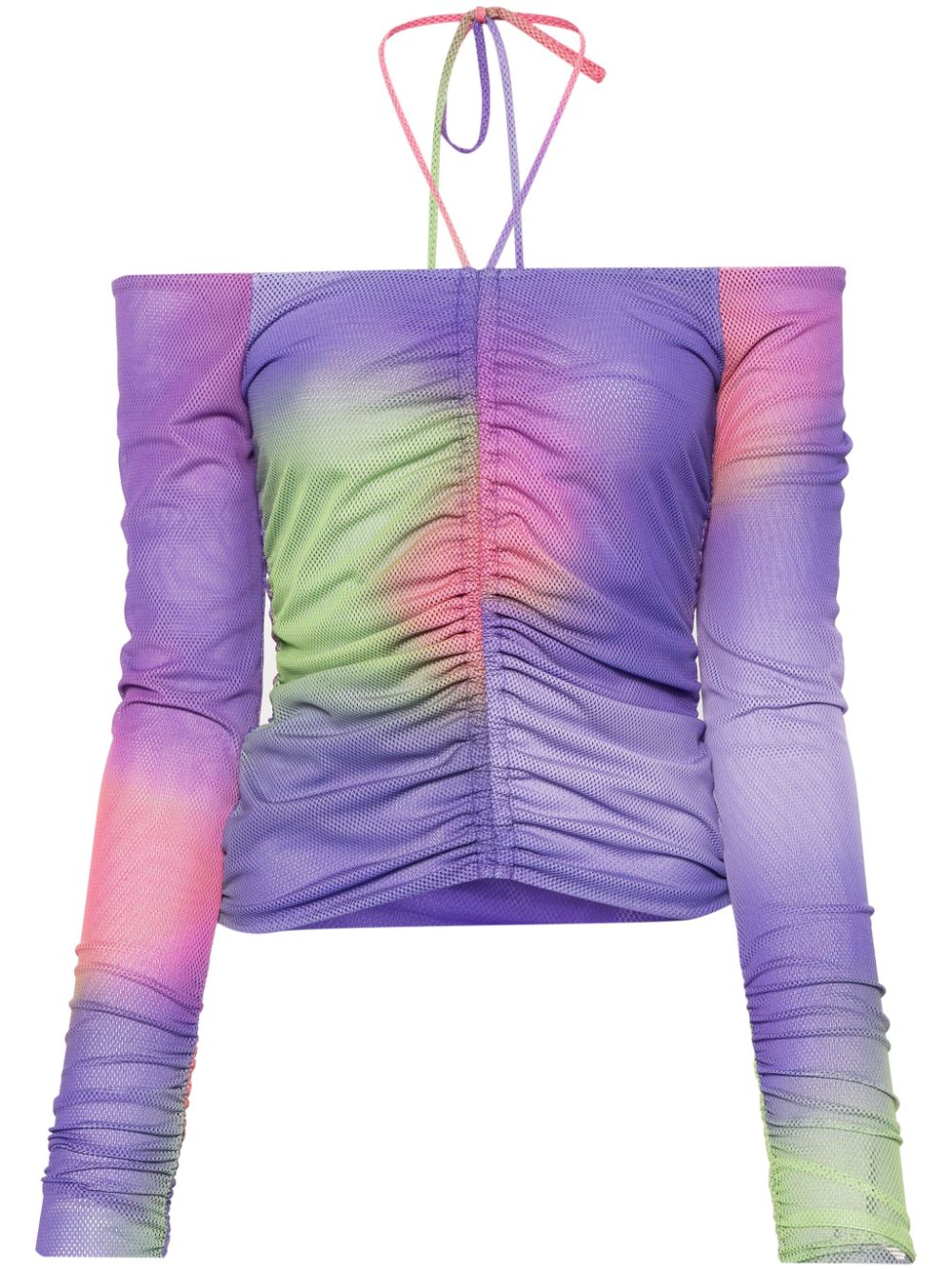 Shop Emporio Armani Camouflage-pattern Mesh Jumper In Purple