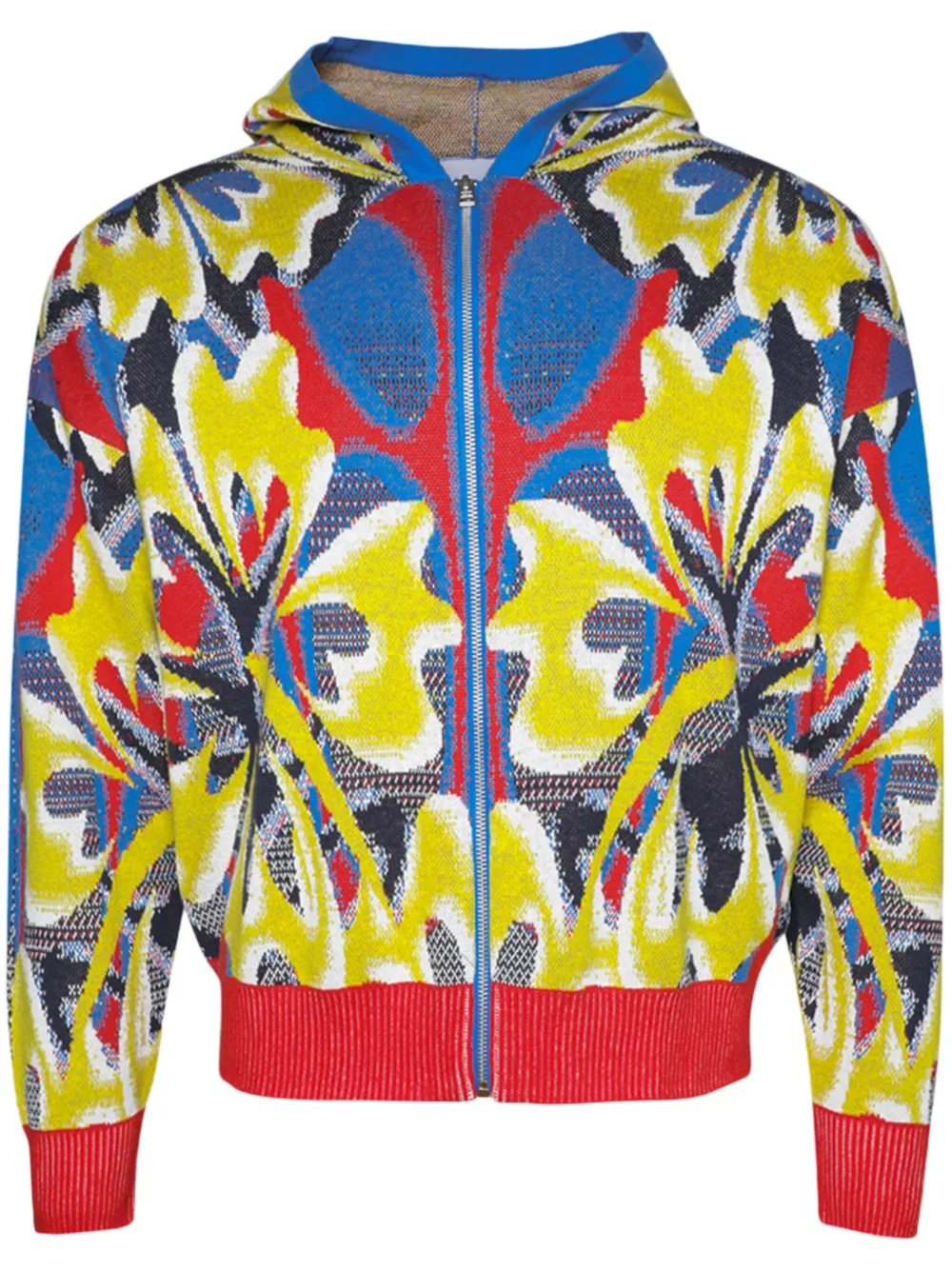 Shop Bluemarble Patterned-jacquard Zip-up Hoodie In Red