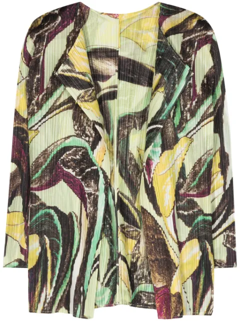 Pleats Please Issey Miyake Tardivo-print open-front cardigan