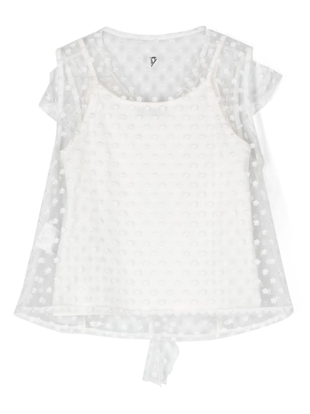 Shop Dondup Floral-embroidery Mesh Blouse In White