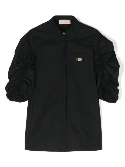 Elisabetta Franchi La Mia Bambina ruched cotton shirt dress