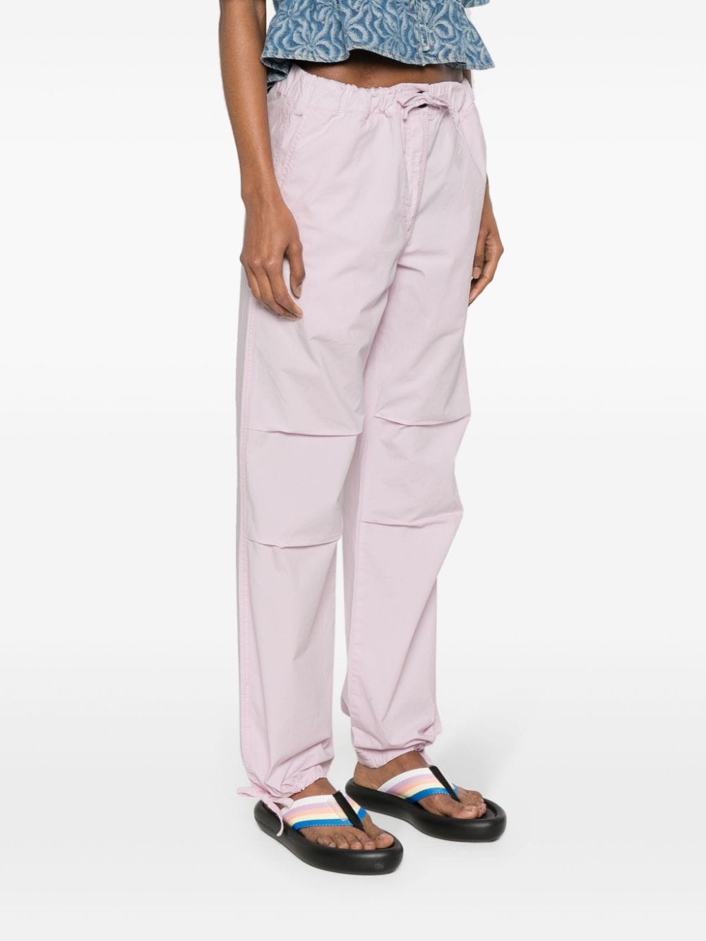 Shop Ganni Straight-leg Organic Cotton Trousers In Pink