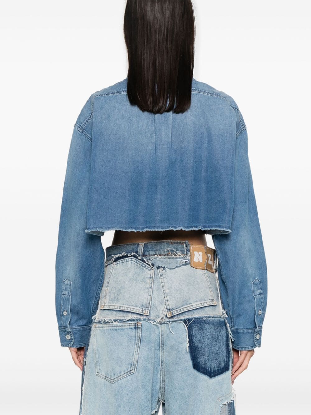 Shop Givenchy Cropped Denim Shirt In Blue