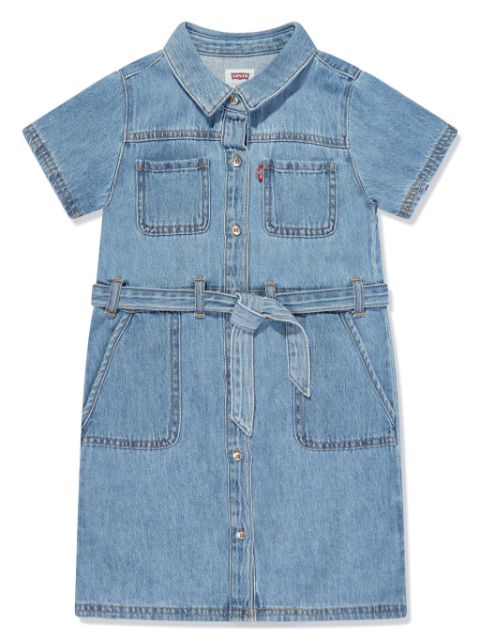 Levi's Kids robe-chemise en jean à taille ceinturée