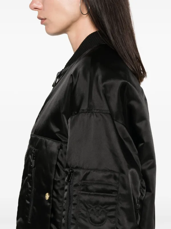 Black satin bomber jacket best sale