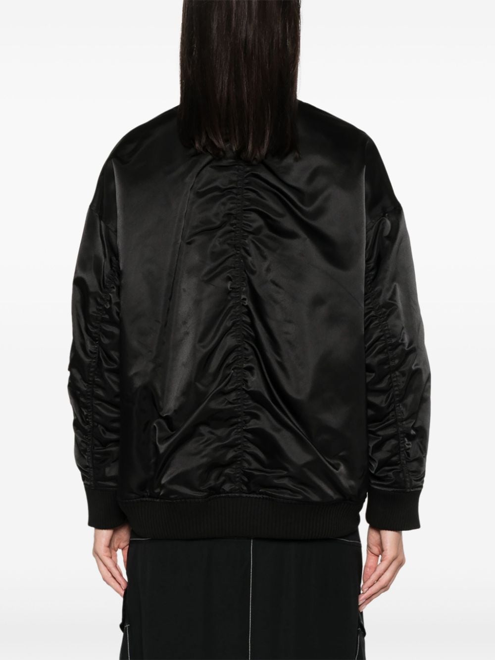 Shop Pinko Satin Bomber Jacket In Black