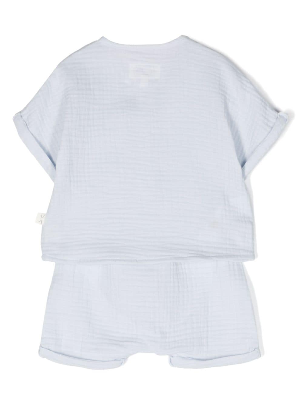 Shop Teddy & Minou Seersucker Cotton T-shirt And Shorts In Blue