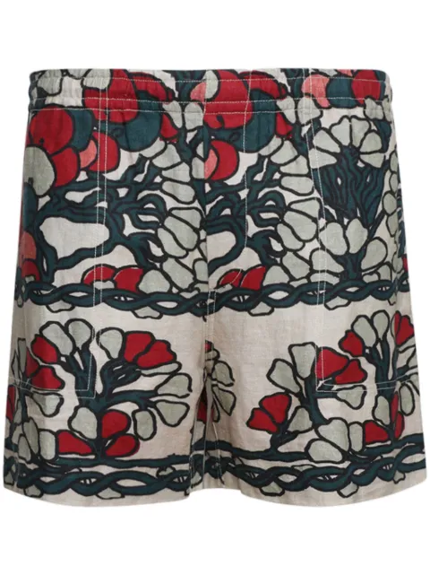 BODE Garden Lattice linen shorts