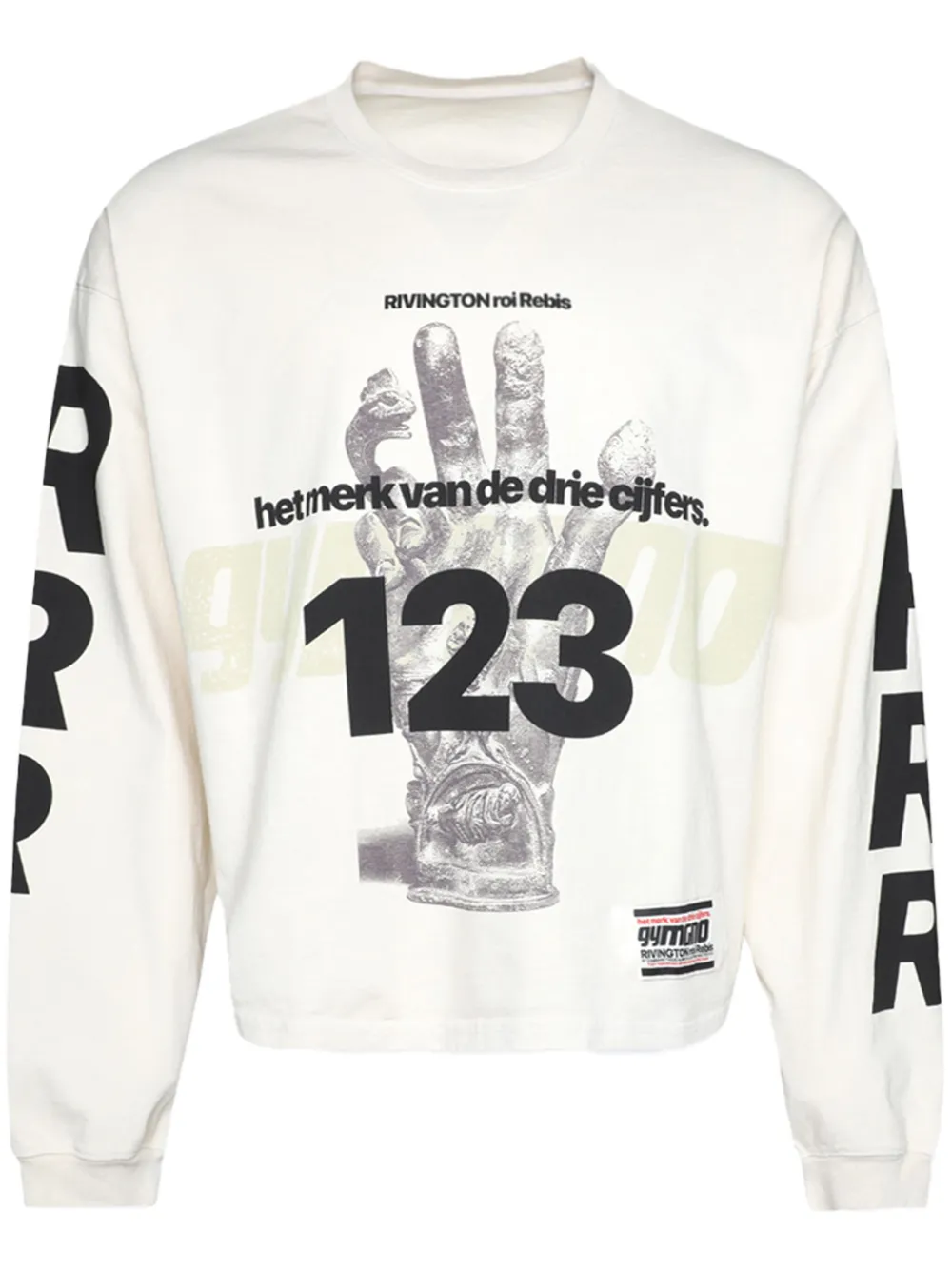 RRR123 T-shirt met print Wit