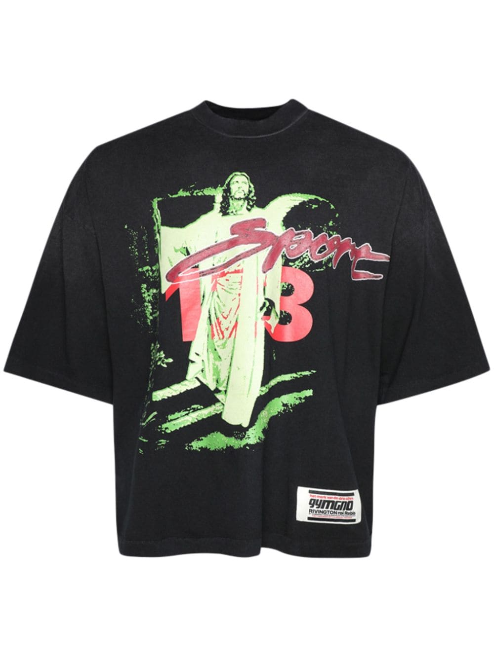 Rrr123 Jesus Sport Oversized Logo-appliquéd Printed Cotton-jersey T-shirt In Black
