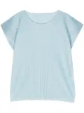 Pleats Please Issey Miyake cap-sleeve plissé-effect blouse - Blue
