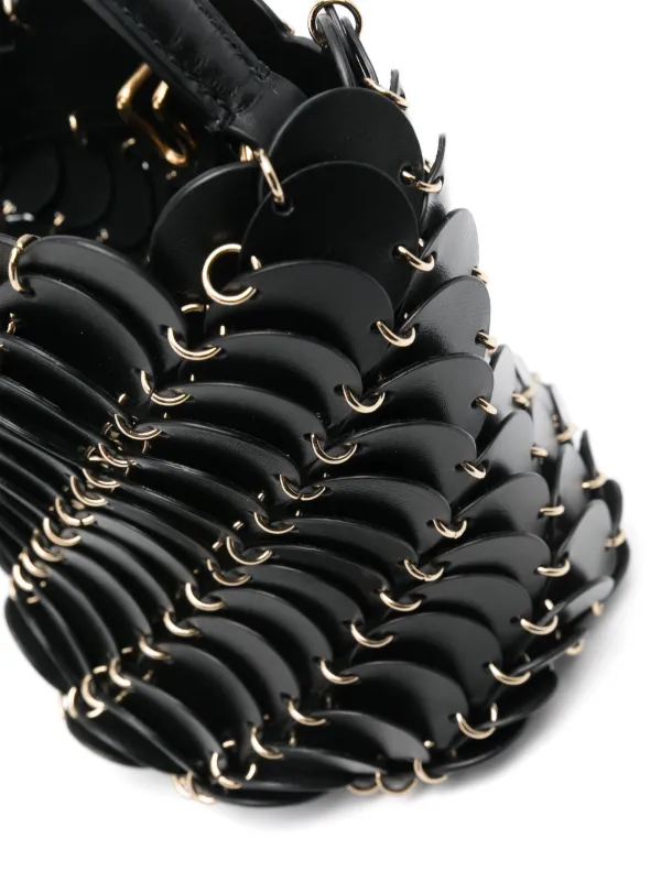 Large Black bucket Paco bag in leather | Rabanne