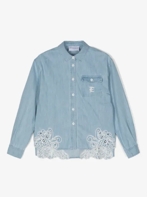 Ermanno Scervino Junior guipure-detail denim shirt