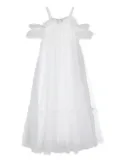 Ermanno Scervino Junior floral-appliqué tulle dress - White
